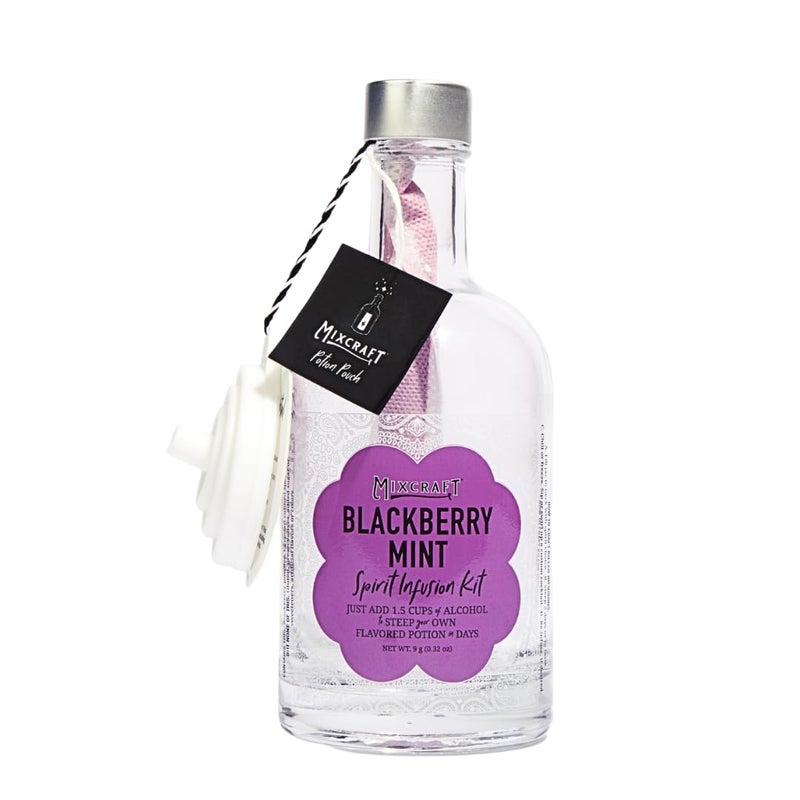 MixCraft Spirit Infusion Kit - Premium Craft Cocktail & Mocktail Mixer, Glass Bottle, Collapsible Funnel, Flavor Pouch & Recipe, Blackberry Mint - Image 1